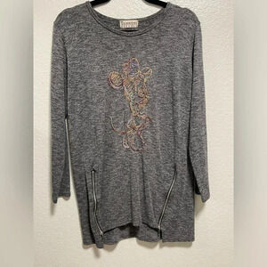 Dark Grey Minnie Mouse Embroidered Long Sleeve